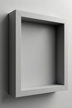 Marco de caja cuadrada abierta, estilo editorial minimalista que enfatiza la geometr&iacute;a
