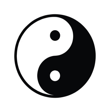 Yin yang symbol representing balance and harmony in black and white vector art.