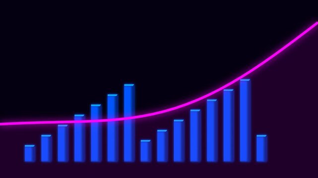Abstract Futuristic Financial Data Visualization With Rising Neon Pink Curve