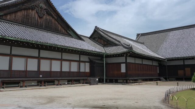 Nijo Castle historic palace complex, traditional Japanese samurai architecture in Kyoto, Japan
