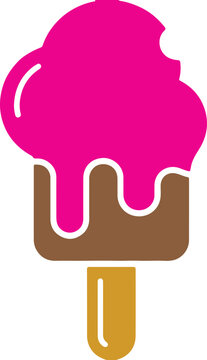 Pink ice cream bar icon with a bite mark isolated on a white background