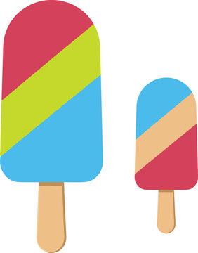 Colorful ice cream popsicles isolated on a white background for summer design