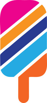 Colorful striped popsicle icon isolated on a white background