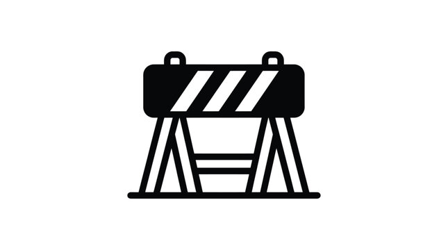 Construction barrier with diagonal stripes is depicted as a silhouette