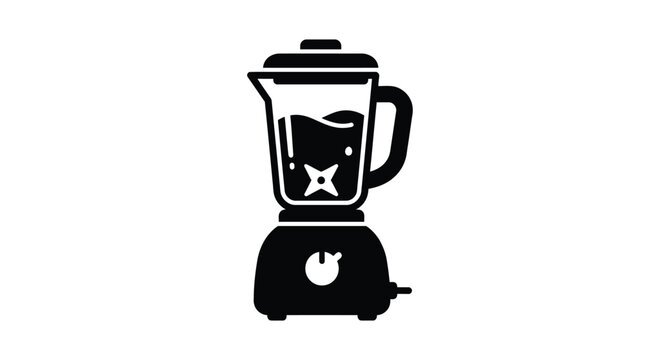 Black silhouette of a kitchen blender on a white background silhouette