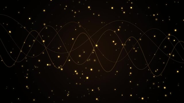 Elegant Golden Wave Motion Graphics Background with Glowing Particles and Smooth Fluid Sine Curves