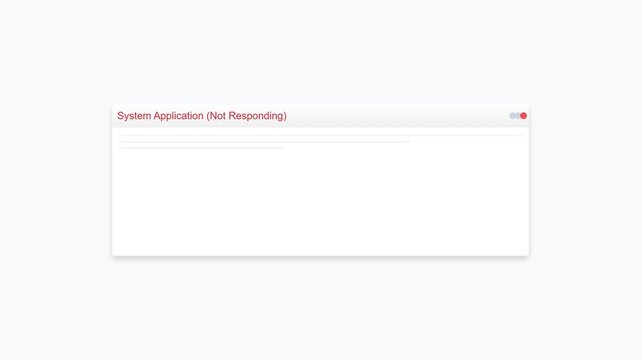 Computer system application windows showing errors and not responding