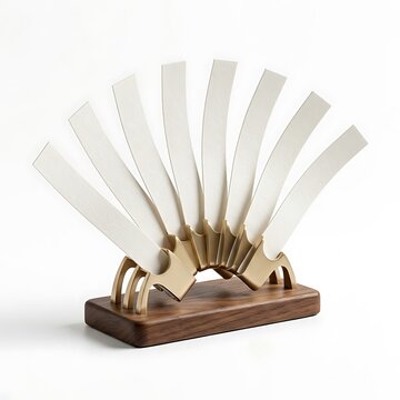 Fragrance testing strips displayed on wooden base for product showcase