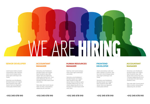 We Are Hiring Business Recruitment Banner with Colorful Silhouettes