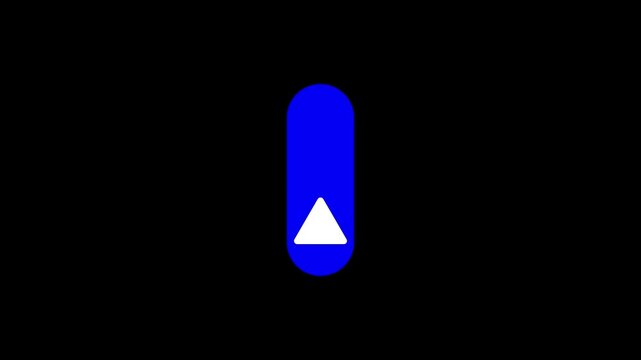 Blue swipe up button animation for mobile interface on transparent background. Animated Video 4K