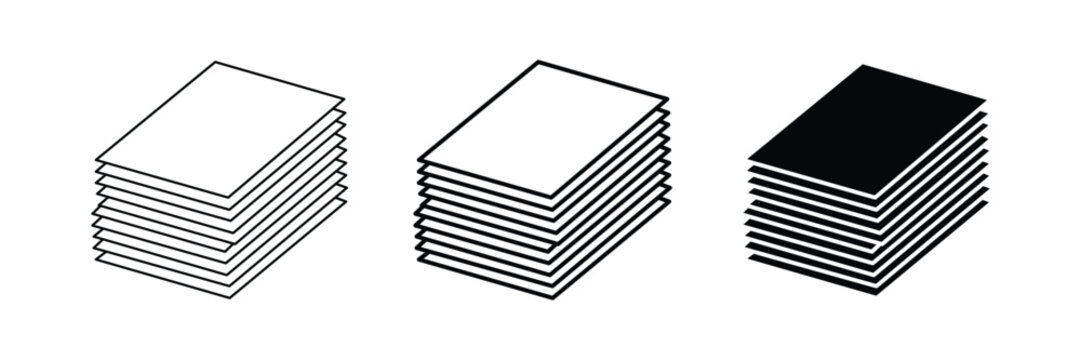 Stacked Paper Icon Set &ndash; Document and Paper Stack Symbols Vector