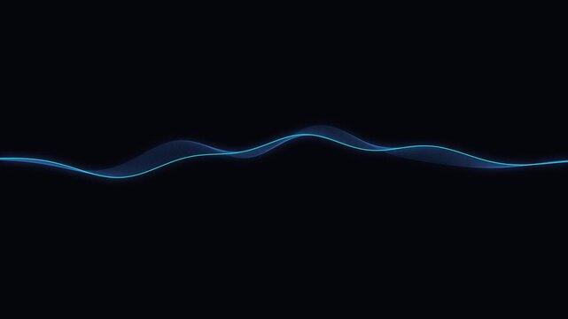 Waveform Animation Featuring Glowing Blue Audio Lines Moving Across Black