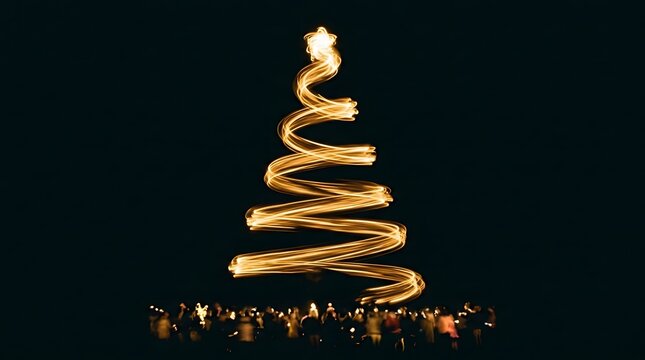 A spiraling christmas tree of light festive holiday season greetings and warm wishes for all