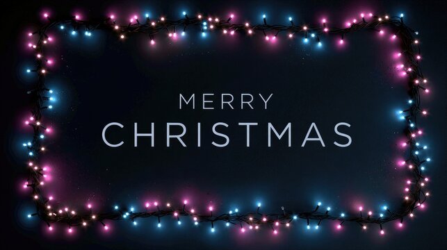 christmas greeting with colorful sparkling fairy lights illustration