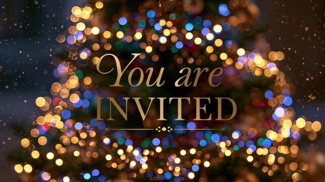 elegant festive invitation on golden glitter background