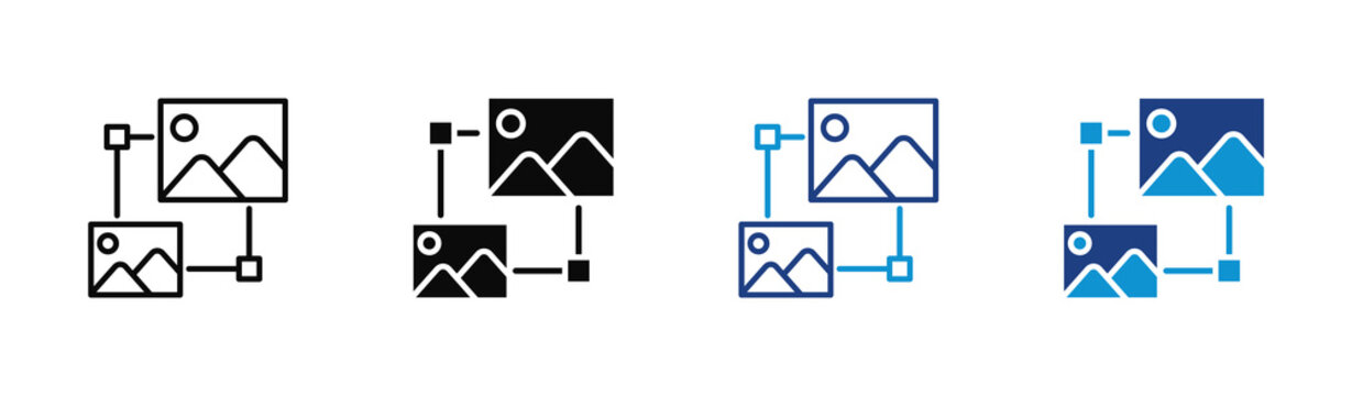 Data Augmentation icon set multiple style collection