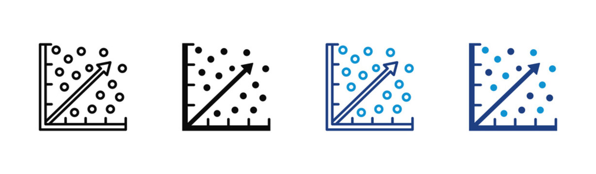 Linear Regression icon set multiple style collection