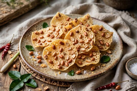 Traditional Indonesian Peanut Cracker Rempeyek Kacang Peyek Crispy Savory Snack
