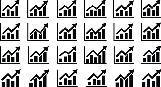 Visualizing data growth and trends a comprehensive collection of bar graph icons and representations for business analysis