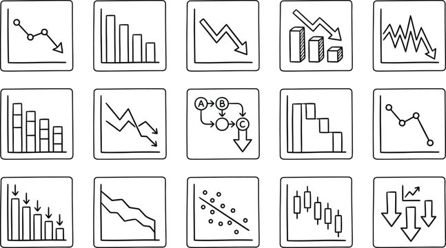 A comprehensive collection of various graph types including bar graphs line graphs and scatter plots for data visualization