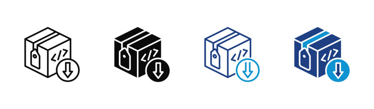 Package icon set multiple style collection