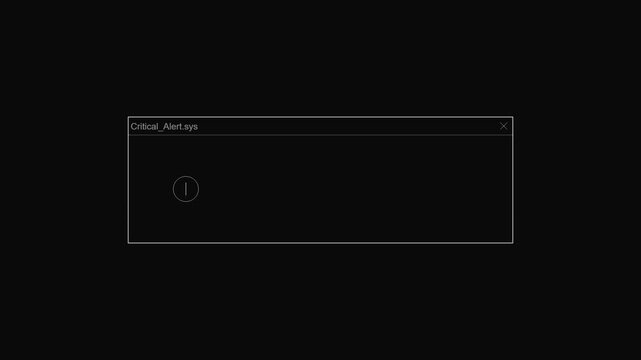 System error alert window pop up on black background