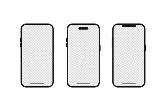 Smartphone Frame Mockup Vector Illustration Set. Modern Mobile Screen Template Evolution
