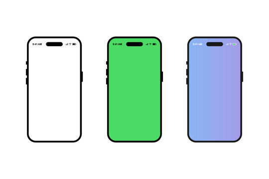 Smartphone Frame Mockup Vector Illustration Set. Modern Mobile Screen UI