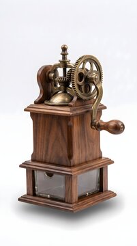 Mechanical coffee grinder isolated