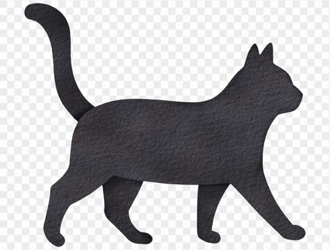 Black cat watercolor Halloween illustration with playful spooky design vector.