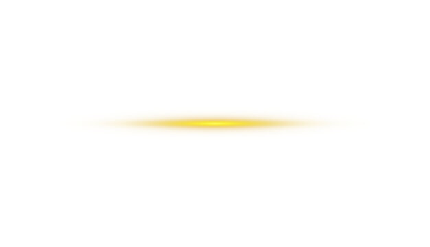 Soft golden yellow glowing light streak, thin horizontal oval glare with fading edges, overlay on transparent background.