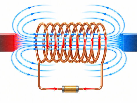 Faraday Electromagnetic Induction Coil Educational Illustration