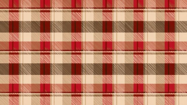 Classic Red and Beige Plaid Tartan Pattern Background Texture