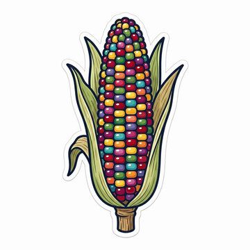 Glass gem corn die-cut sticker style 