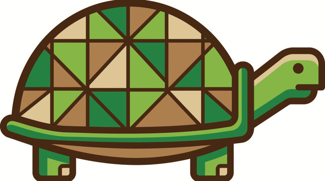 Geometric turtle vector illustration features a polygonal shell and outlined form