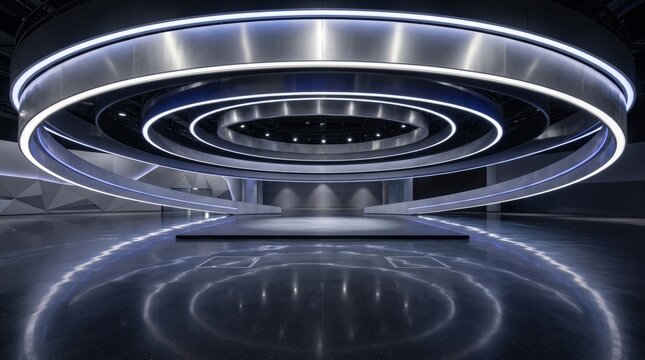 futuristic technology studio ring light stage