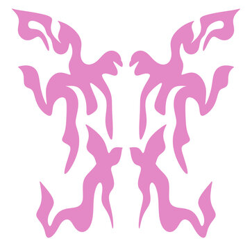 Light pink abstract tribal symmetric Rorschach pattern with soft and airy composition