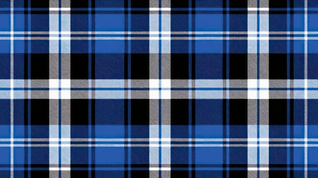 Blue, Black and White Plaid Tartan Fabric Pattern Texture Background