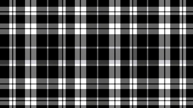 Classic Black and White Plaid Tartan Seamless Pattern Background