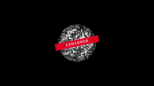 Censored Content Warning Animation with Pixelated Sphere