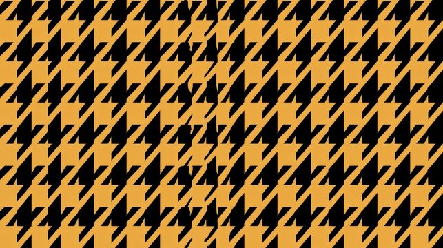 Seamless Geometric Pattern with Black Lightning Bolt Motif on Mustard Orange Background