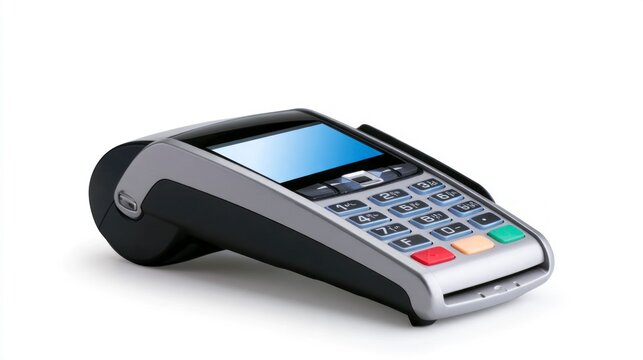Credit Card Terminal Isolated on White Background for Electronic Payments
