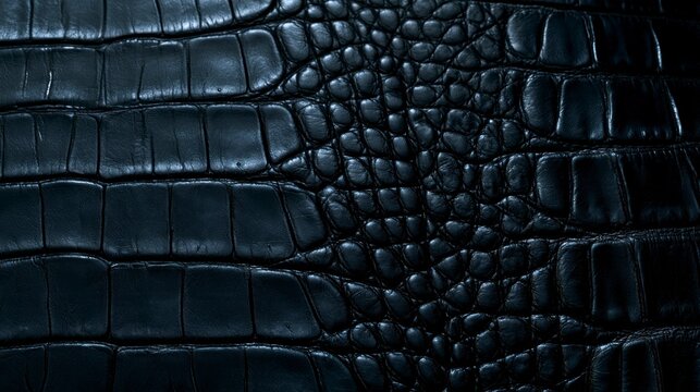 Luxurious black crocodile leather texture background with detailed scales