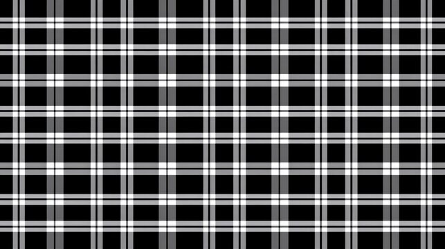 Seamless Black and White Plaid Pattern Texture Background