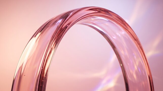 A smooth, transparent liquid glass loop set against a soft, peach gradient backdrop. Concept of elegance, minimalism, and abstract art, ideal for modern design projects and commercial use. Generative