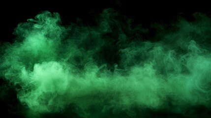 Fototapeta premium Abstract vibrant green smoke or mist cloud isolated on black background