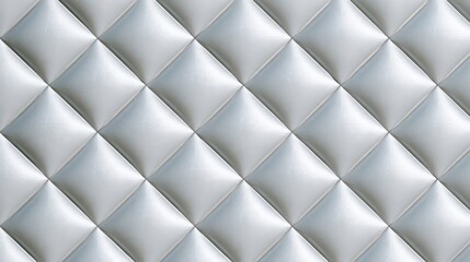 Obraz premium White Quilted Leather Texture Background with Luxury Diamond Pattern Padded Surface
