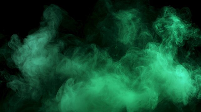 Ethereal Green Smoke Swirls Against a Black Background
