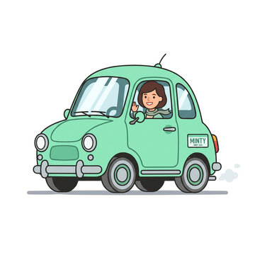 MINT GREEN MICRO CAR ILLUSTRATION