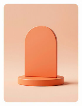 generate photorealistic image podium curved arch display resting matching base set warm